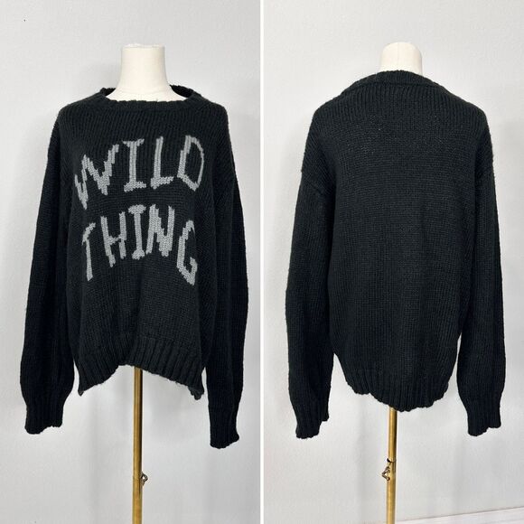 Wooden Ships “Wild Thing” Black Mohair Wool Blend Knit Sweater M/L Cabincore - Picture 8 of 12